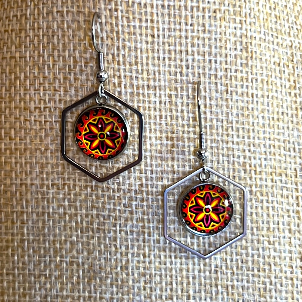 22142 Red and yellow earrings
